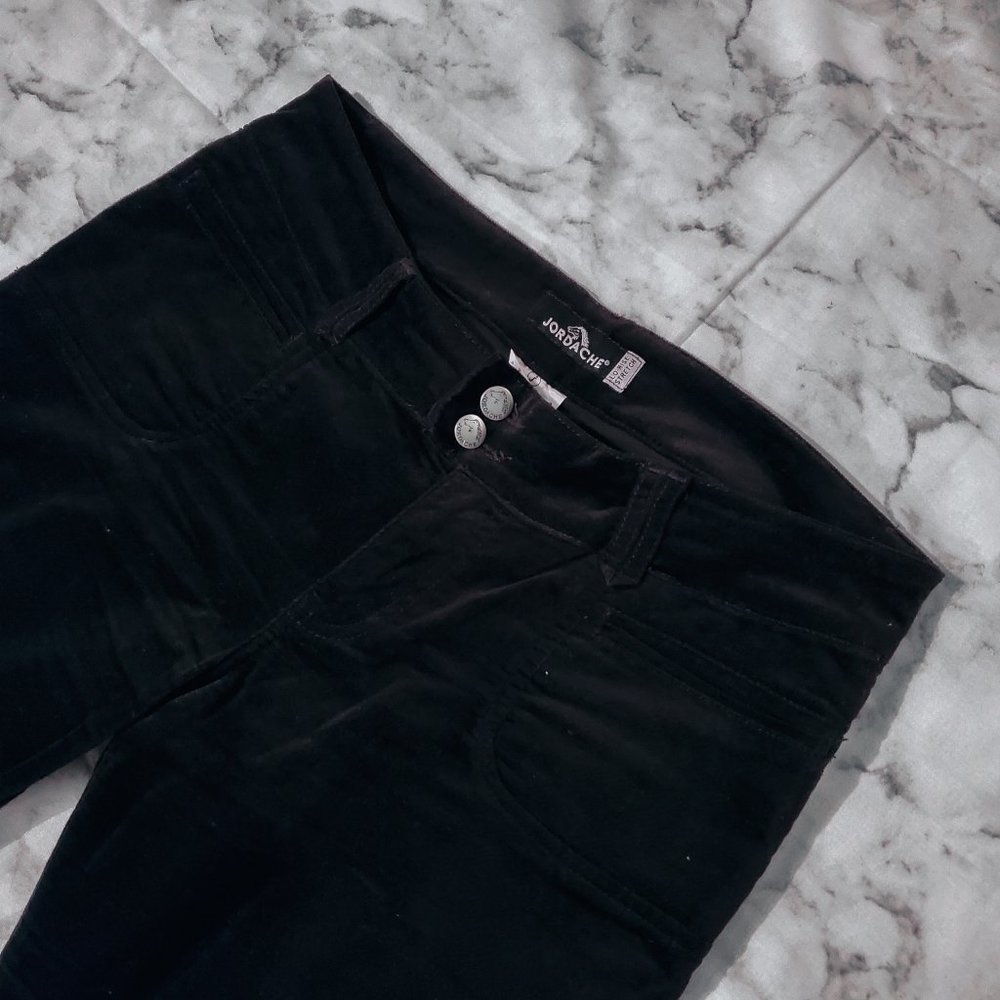 Jordache Womens Pants/Jeans Black Size 13/14 Bootcut Low Rise Velvet Stretch